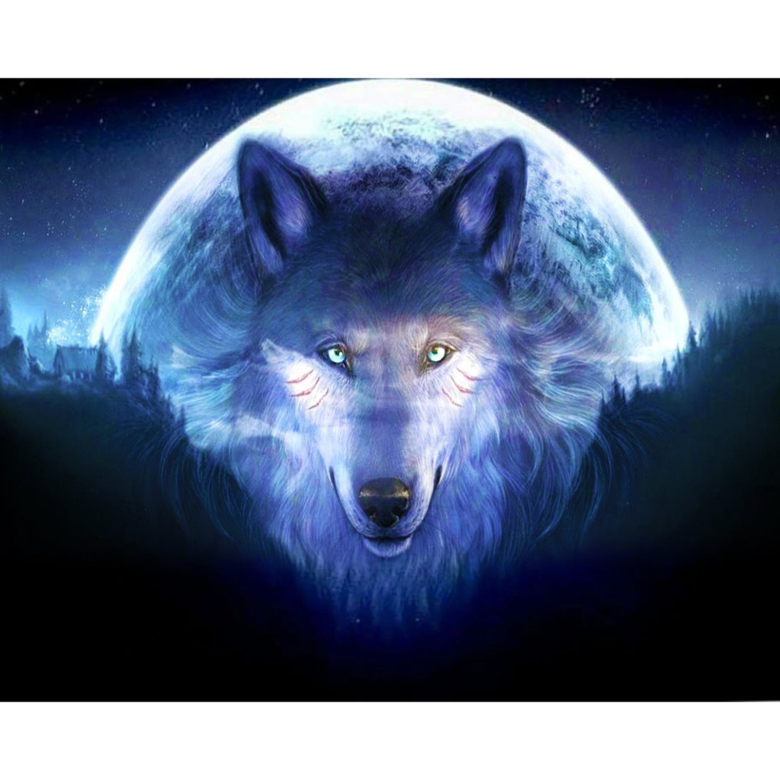 Wolf Moon | Diamond Painting Design - Full Drill Diamond Art with 5d Square or Round Diamonds - AB Drills Available