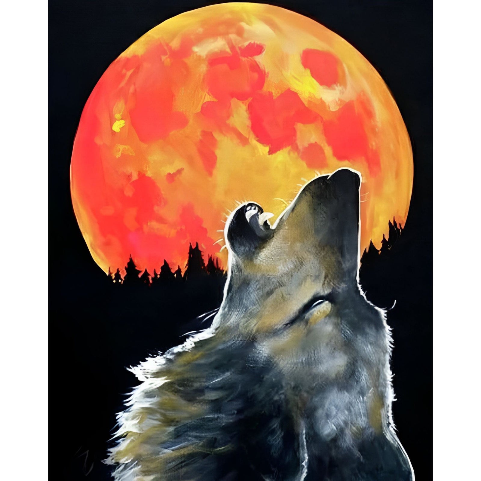 Blood Moon Wolf | Diamond Painting Design - Full Drill Diamond Art with 5d Square or Round Diamonds - AB Drills Available