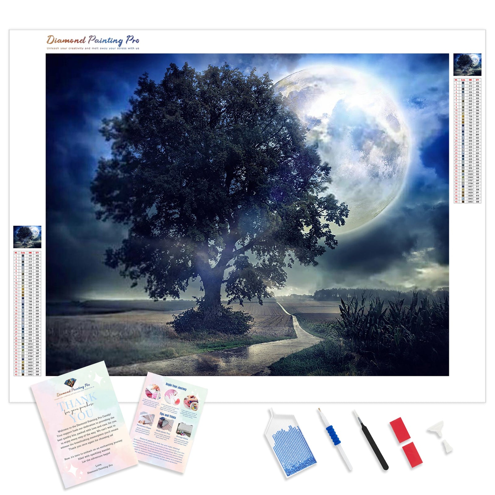 Giant Moon Summer Night | Diamond Painting Kit - Full Drill - Square or Round Diamonds with AB Drills Option