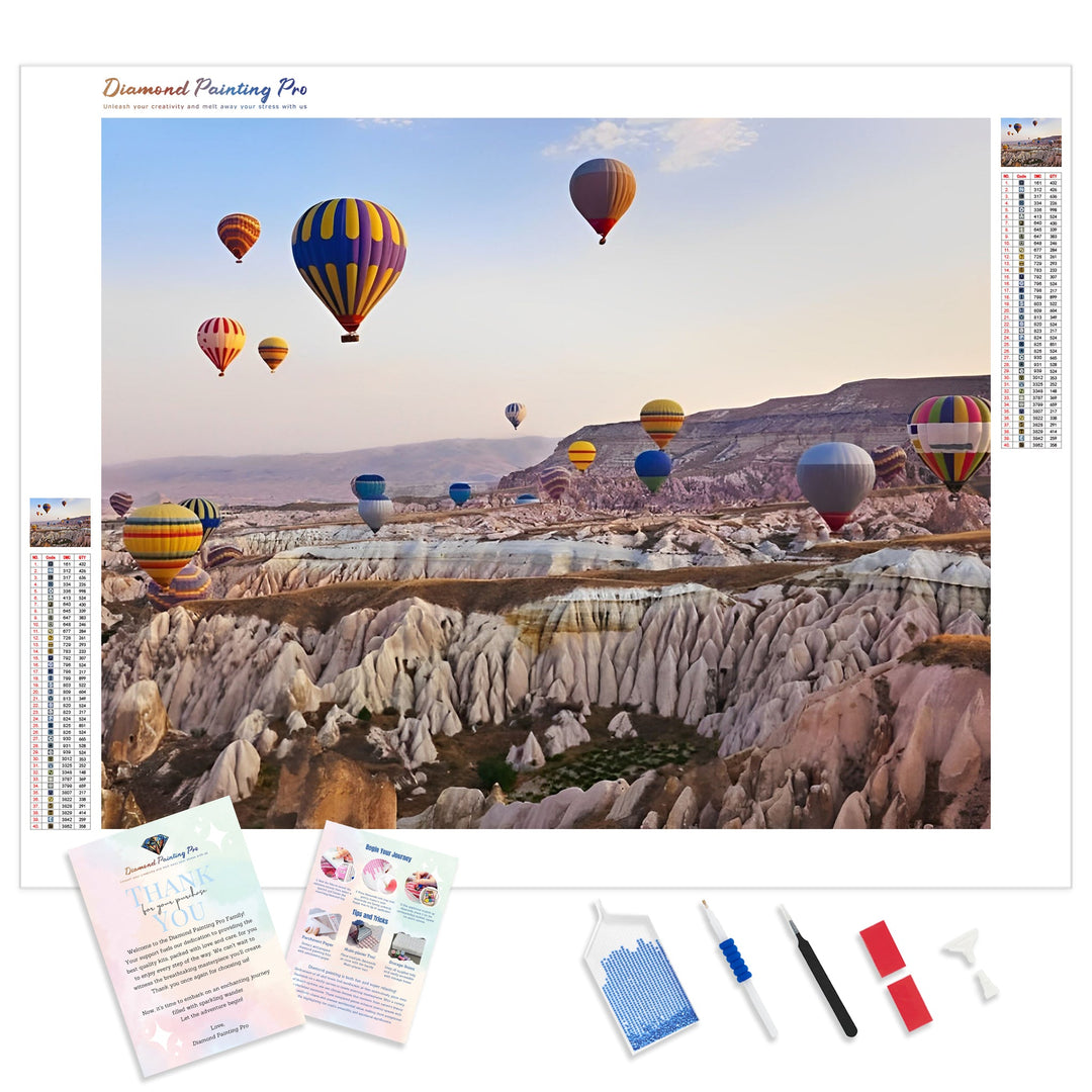 Hot Air Balloons over Cappadocia | Diamond Painting Kit - Full Drill - Square or Round Diamonds with AB Drills Option