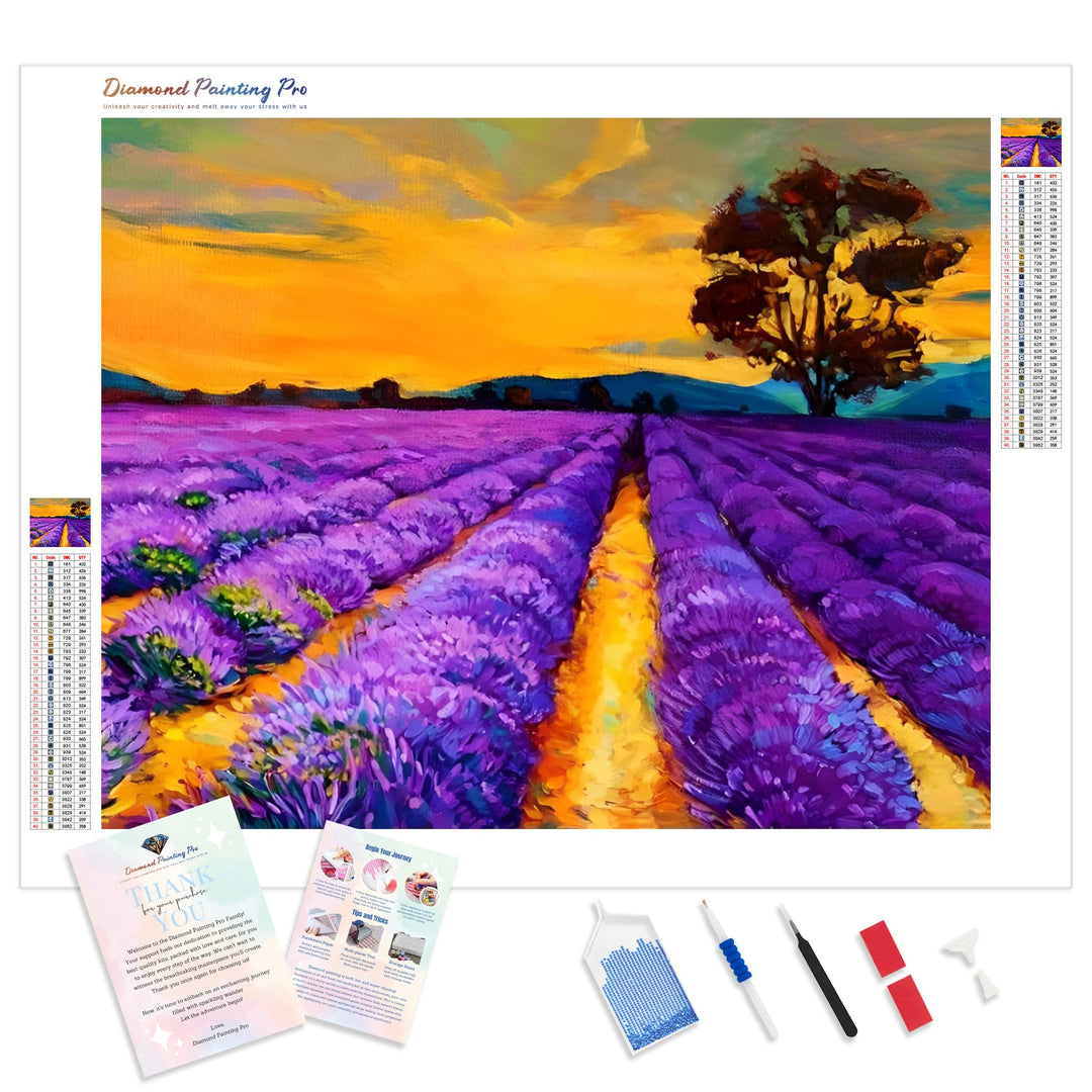 Lavender fields | Diamond Painting Kit - Full Drill - Square or Round Diamonds with AB Drills Option