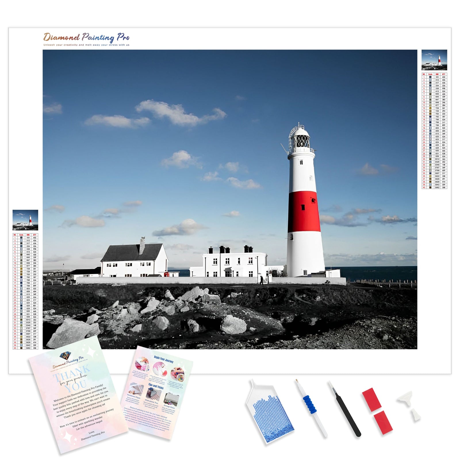 Lighthouse Serenity | Diamond Painting Kit - Full Drill - Square or Round Diamonds with AB Drills Option