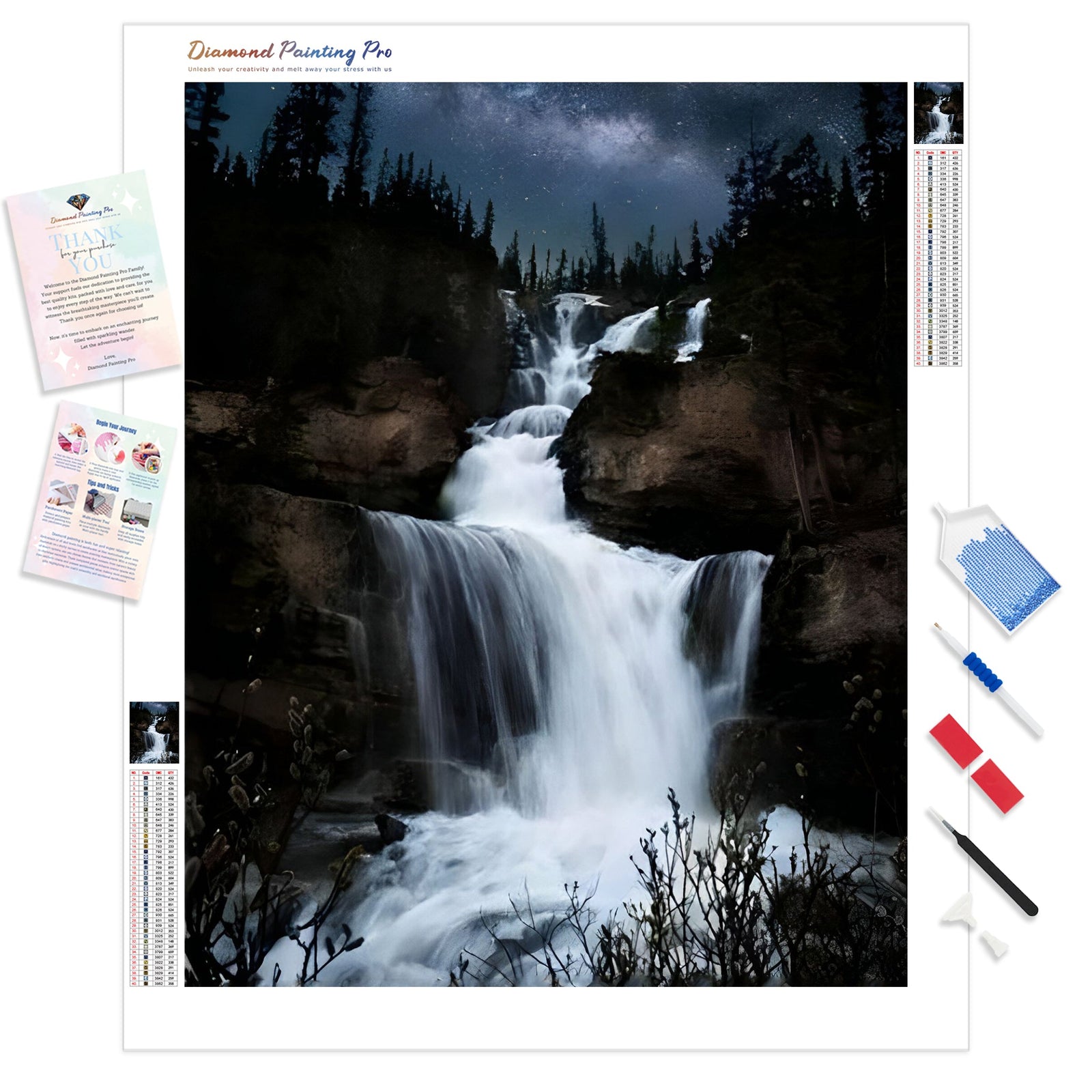 Milky Way Waterfall | Diamond Painting Kit - Full Drill - Square or Round Diamonds with AB Drills Option