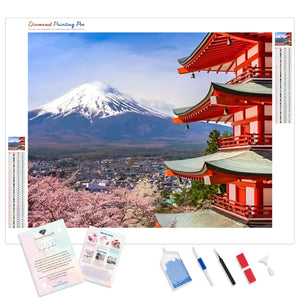 Pagoda by Mount Fuji | Diamond Painting