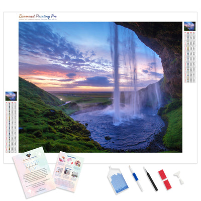 Seljalandsfoss Waterfall | Diamond Painting Kit - Full Drill - Square or Round Diamonds with AB Drills Option