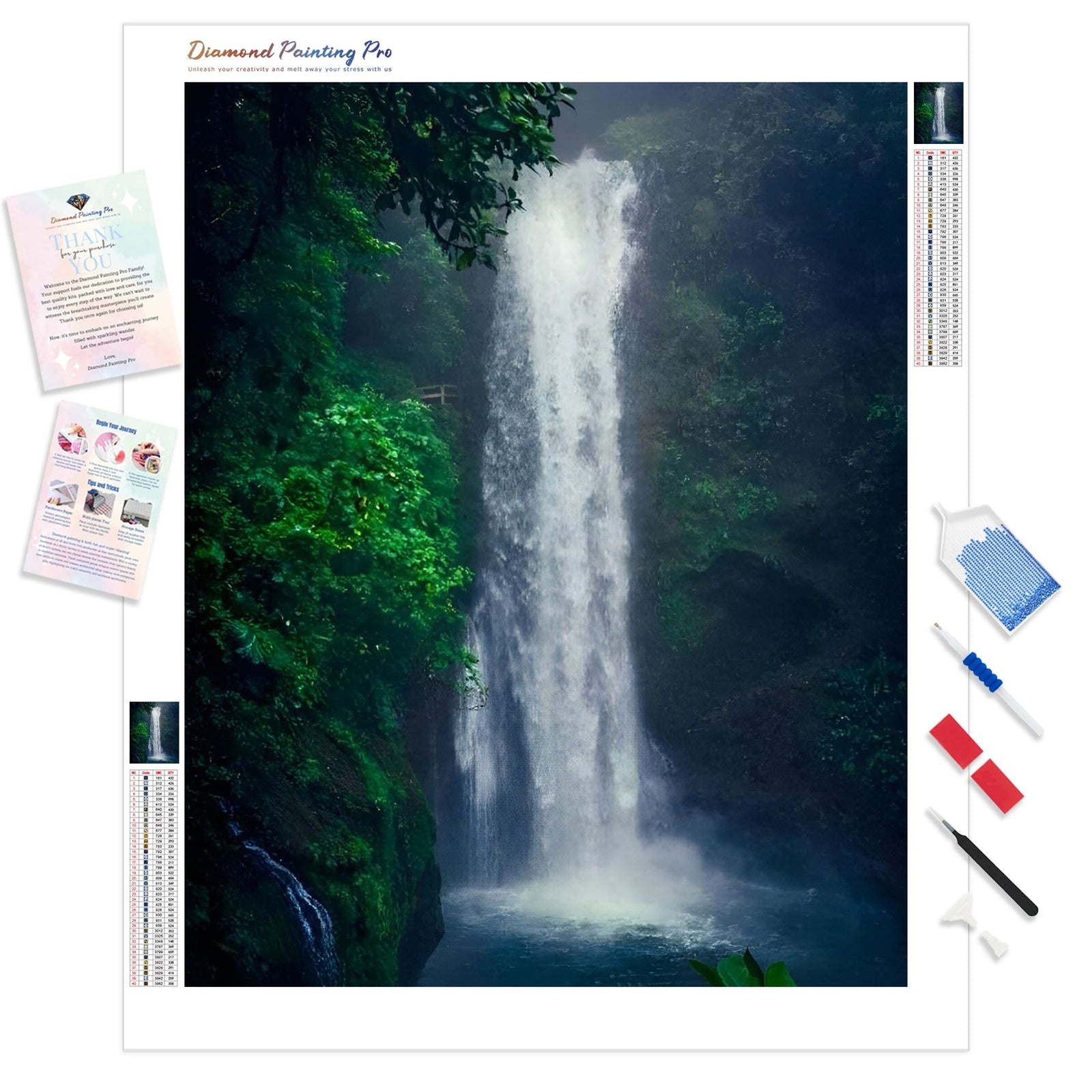 Waterfall in Costa Rica | Diamond Painting Kit - Full Drill - Square or Round Diamonds with AB Drills Option