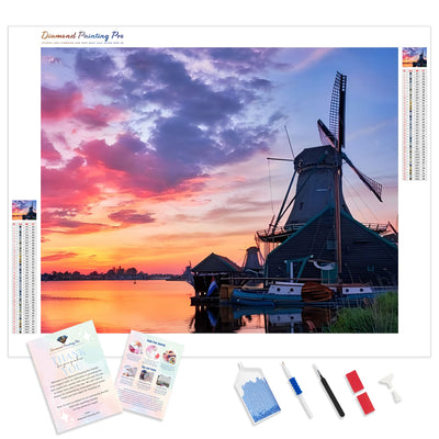 Windmill in Holland | Diamond Painting Kit - Full Drill - Square or Round Diamonds with AB Drills Option