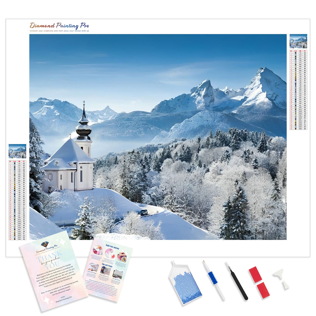 Alpine Chapel | Diamond Painting Kit - Full Drill - Square or Round Diamonds with AB Drills Option