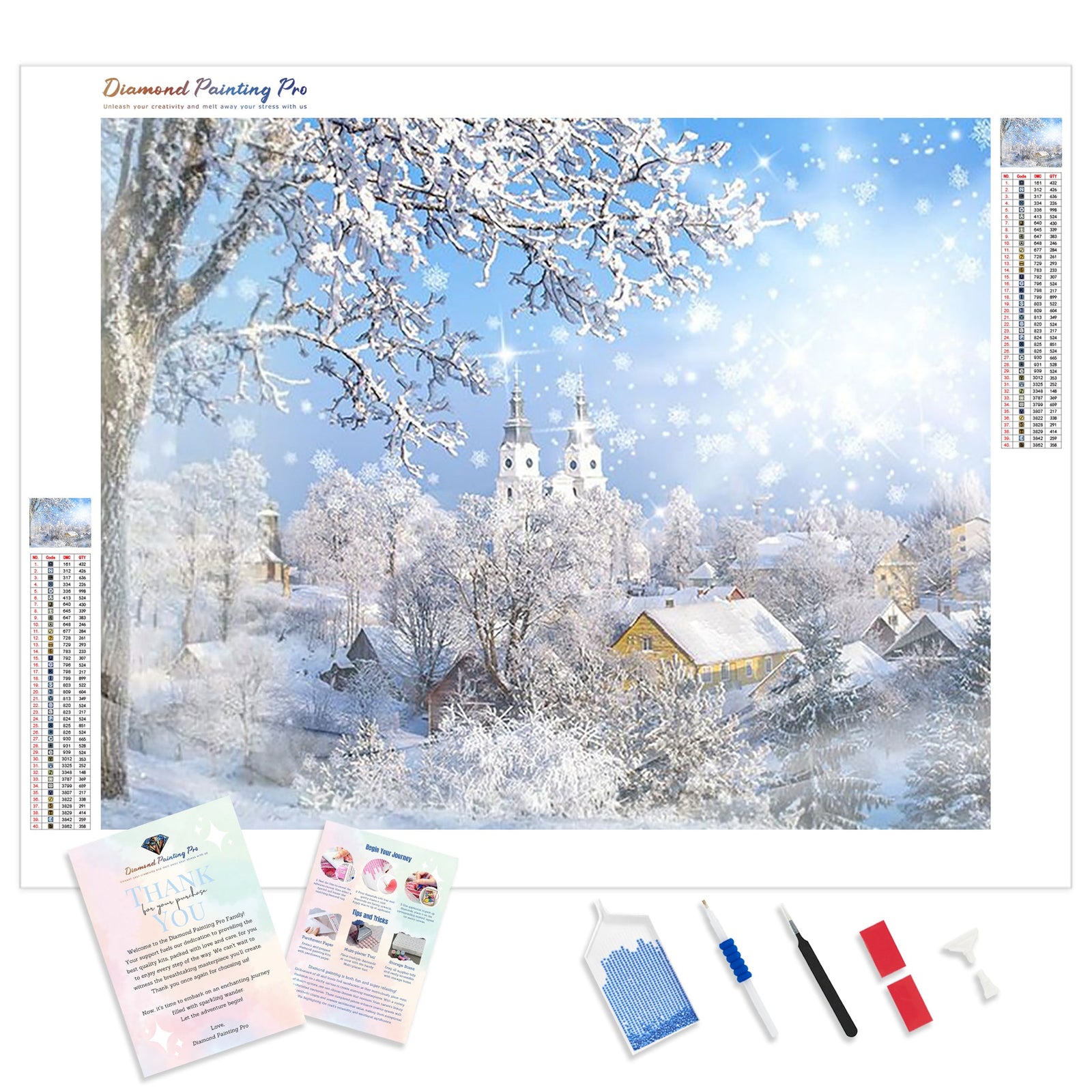 Cold Winter Village | Diamond Painting Kit - Full Drill - Square or Round Diamonds with AB Drills Option