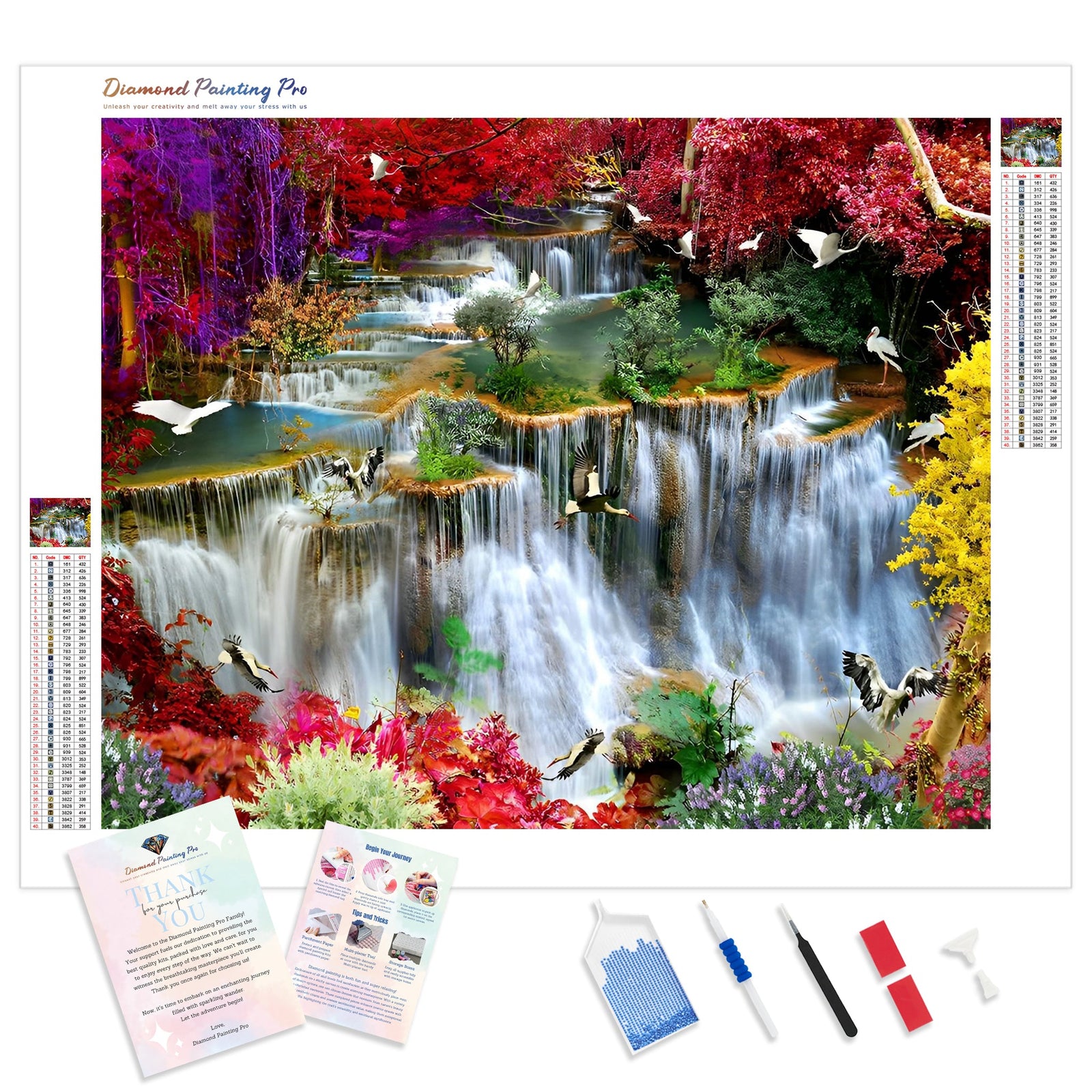 Fairytale Forest with Waterfall | Diamond Painting Kit - Full Drill - Square or Round Diamonds with AB Drills Option