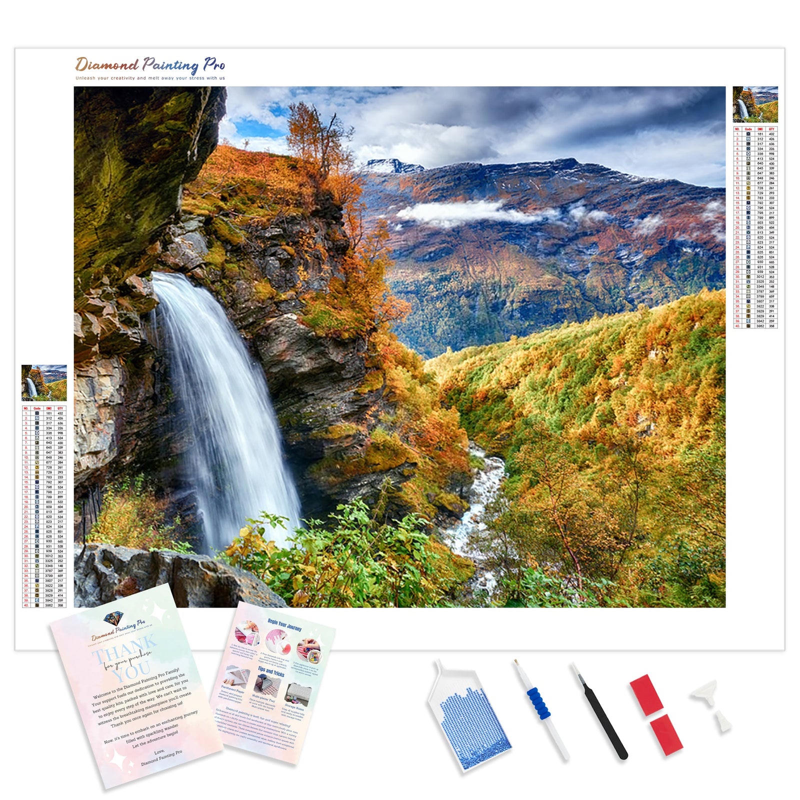 Fall Waterfall | Diamond Painting Kit - Full Drill - Square or Round Diamonds with AB Drills Option