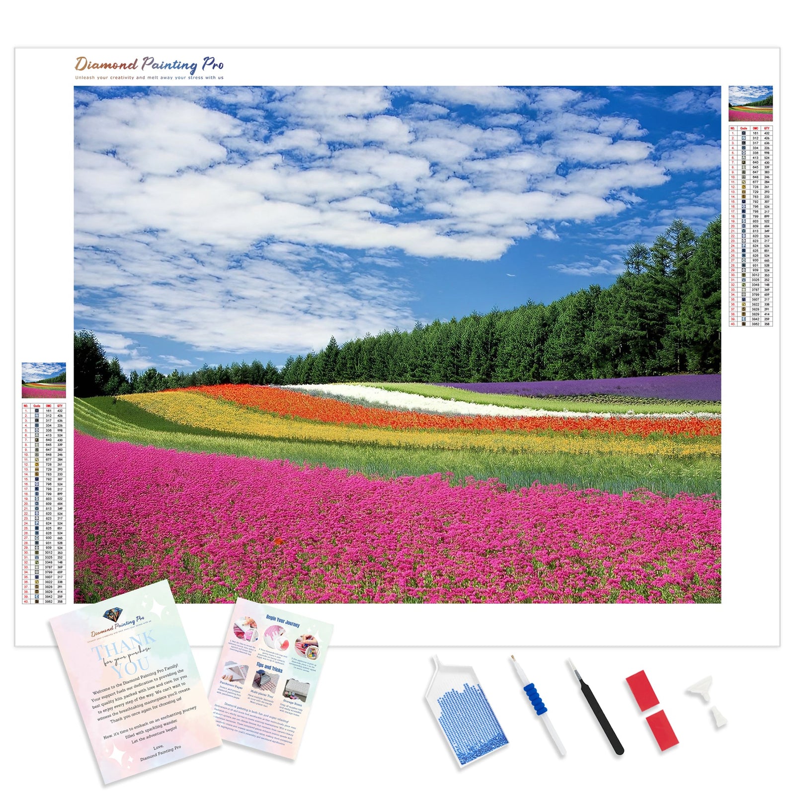 Flower Field | Diamond Painting Kit - Full Drill - Square or Round Diamonds with AB Drills Option