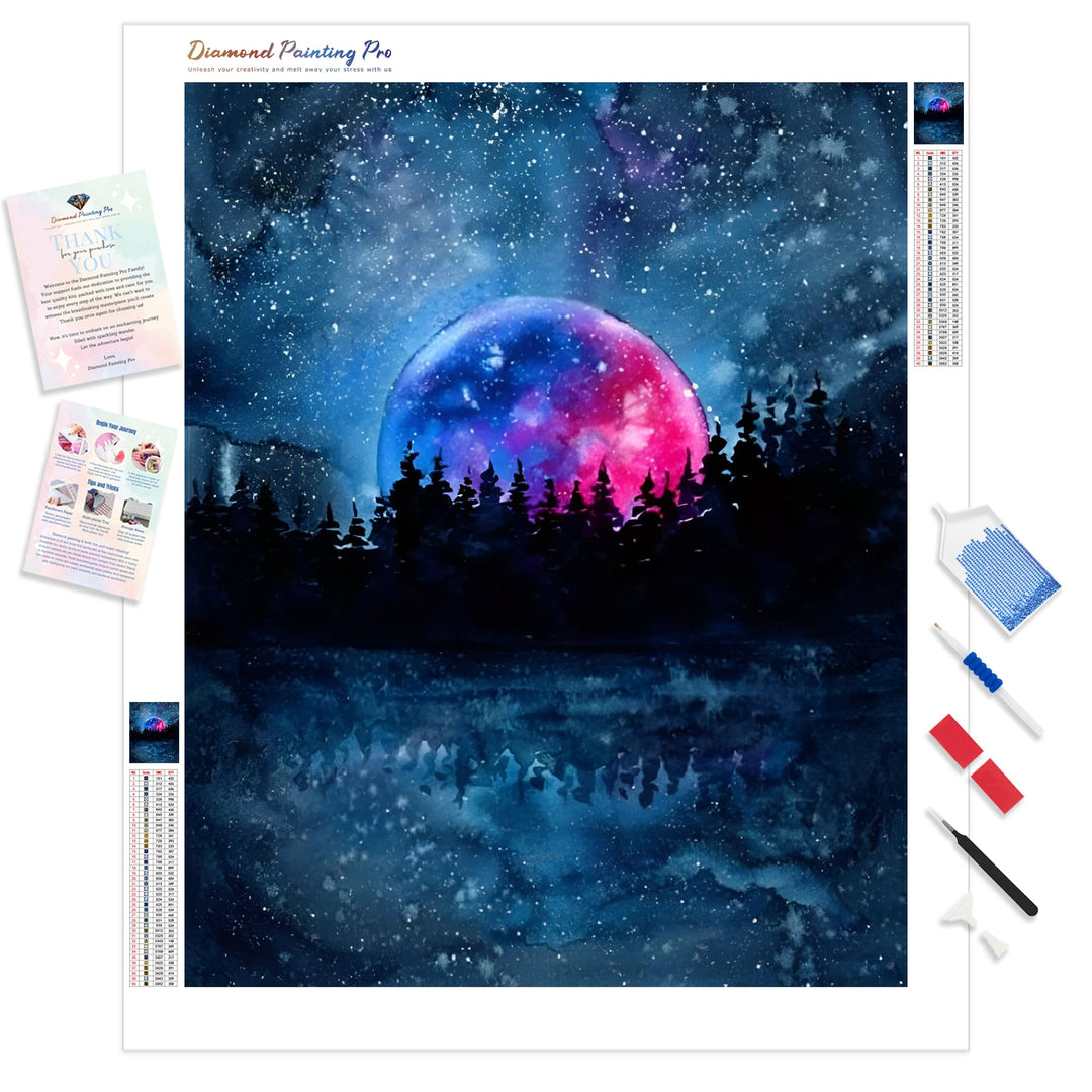 Nebula in the Forest | Diamond Painting Kit - Full Drill - Square or Round Diamonds with AB Drills Option