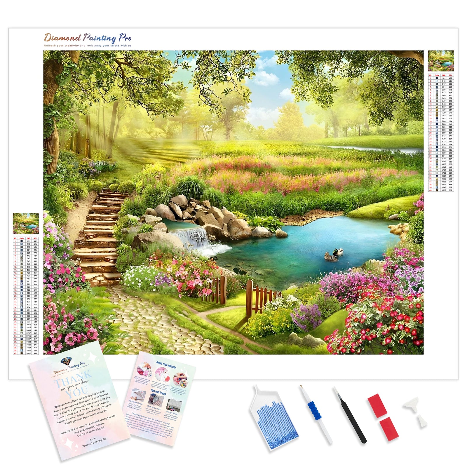 The Pond | Diamond Painting Kit - Full Drill - Square or Round Diamonds with AB Drills Option