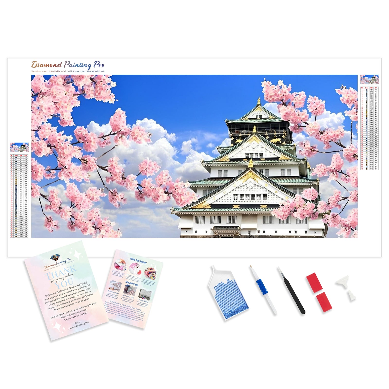 Osaka Castle Japan | Diamond Painting Kit - Full Drill - Square or Round Diamonds with AB Drills Option