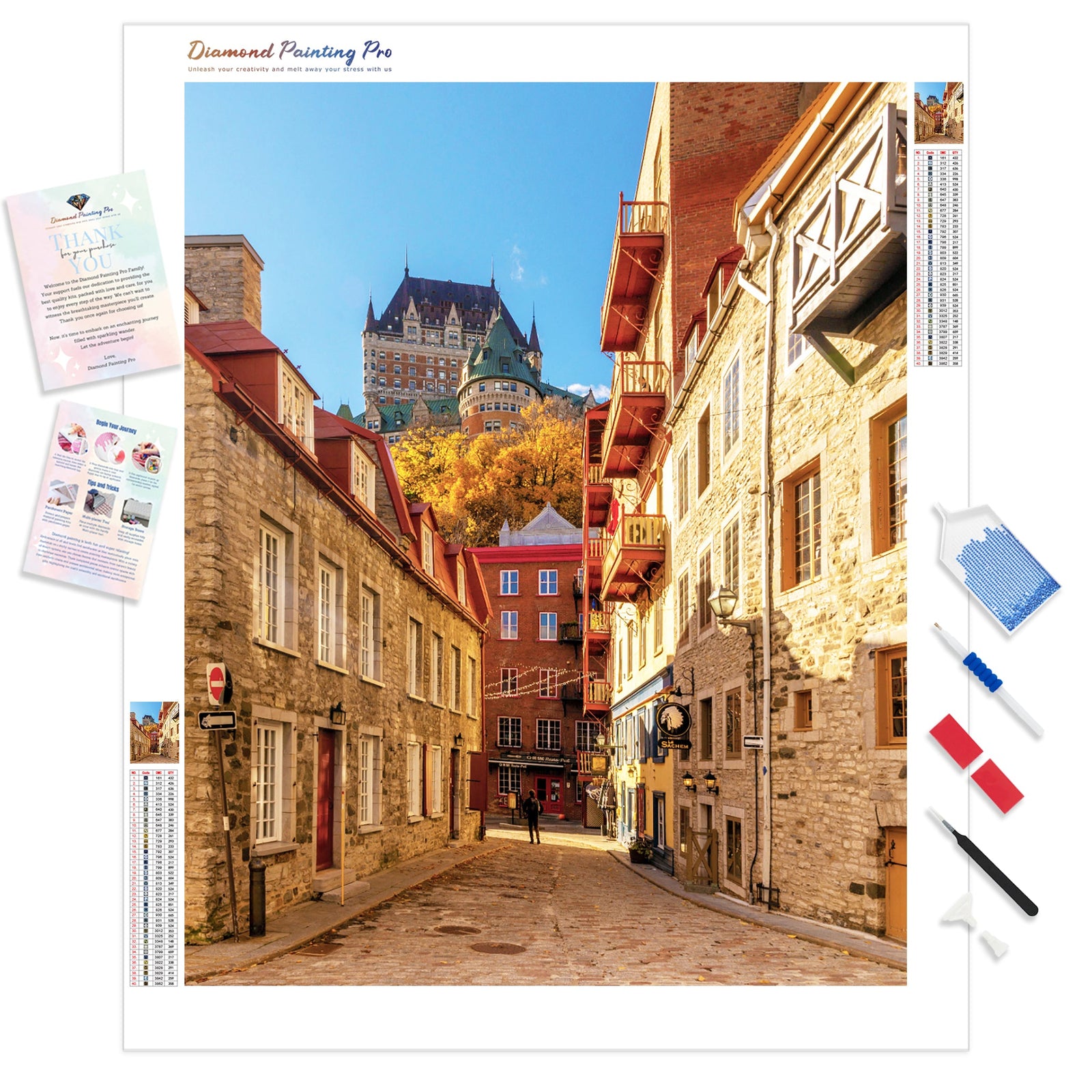 Quebec City Street | Diamond Painting Kit - Full Drill - Square or Round Diamonds with AB Drills Option