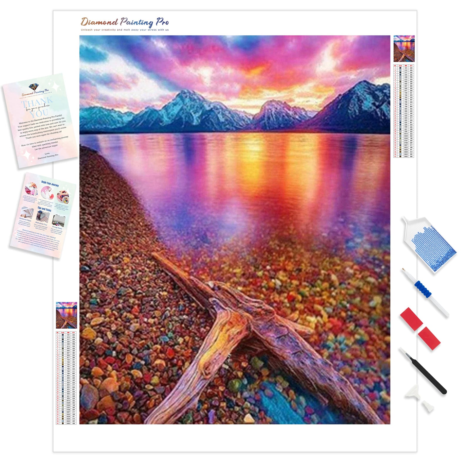 Colorful beach | Diamond Painting Kit - Full Drill - Square or Round Diamonds with AB Drills Option