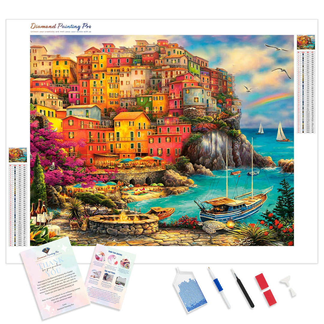 Colorful Houses | Diamond Painting Kit - Full Drill - Square or Round Diamonds with AB Drills Option