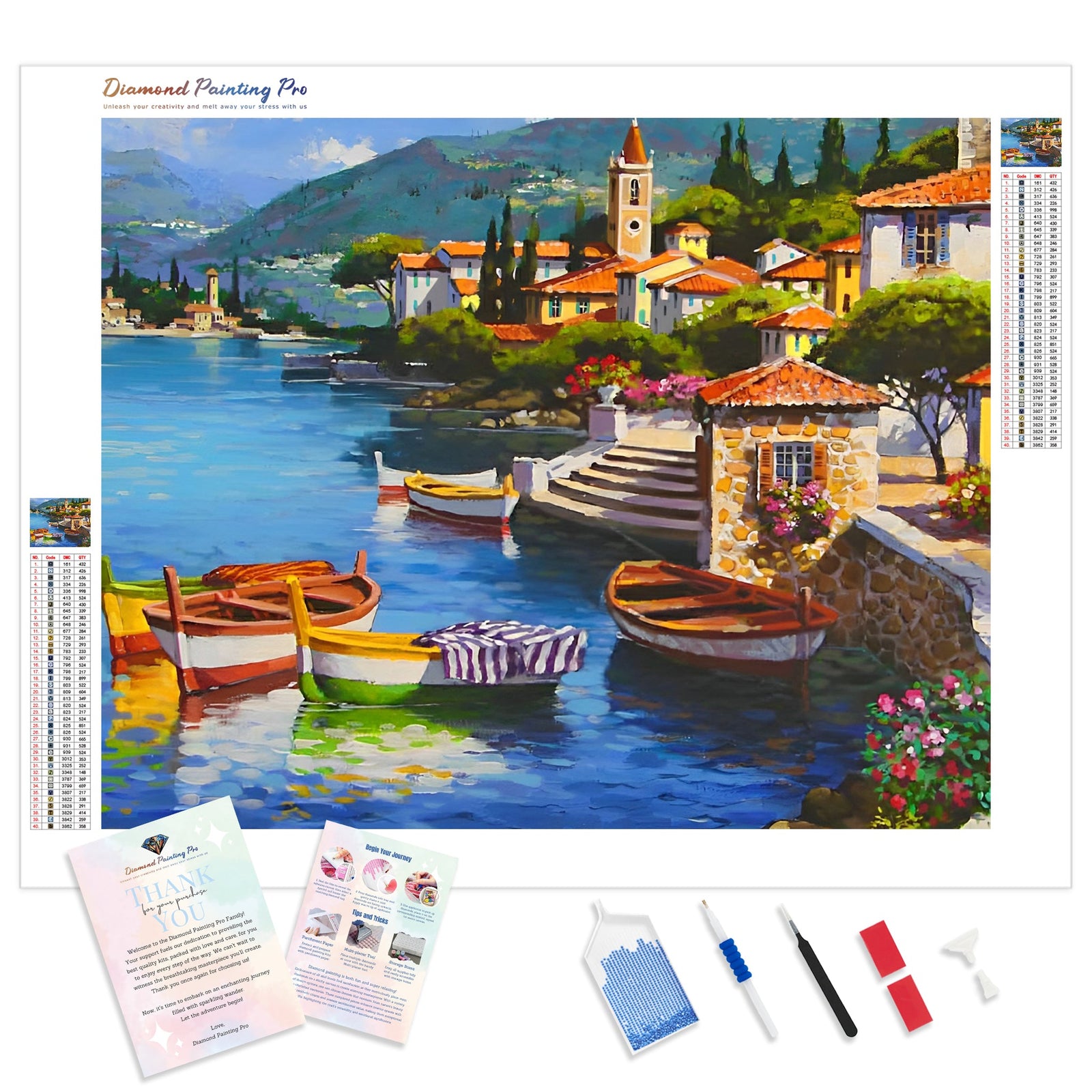 Town Landscapes | Diamond Painting Kit - Full Drill - Square or Round Diamonds with AB Drills Option