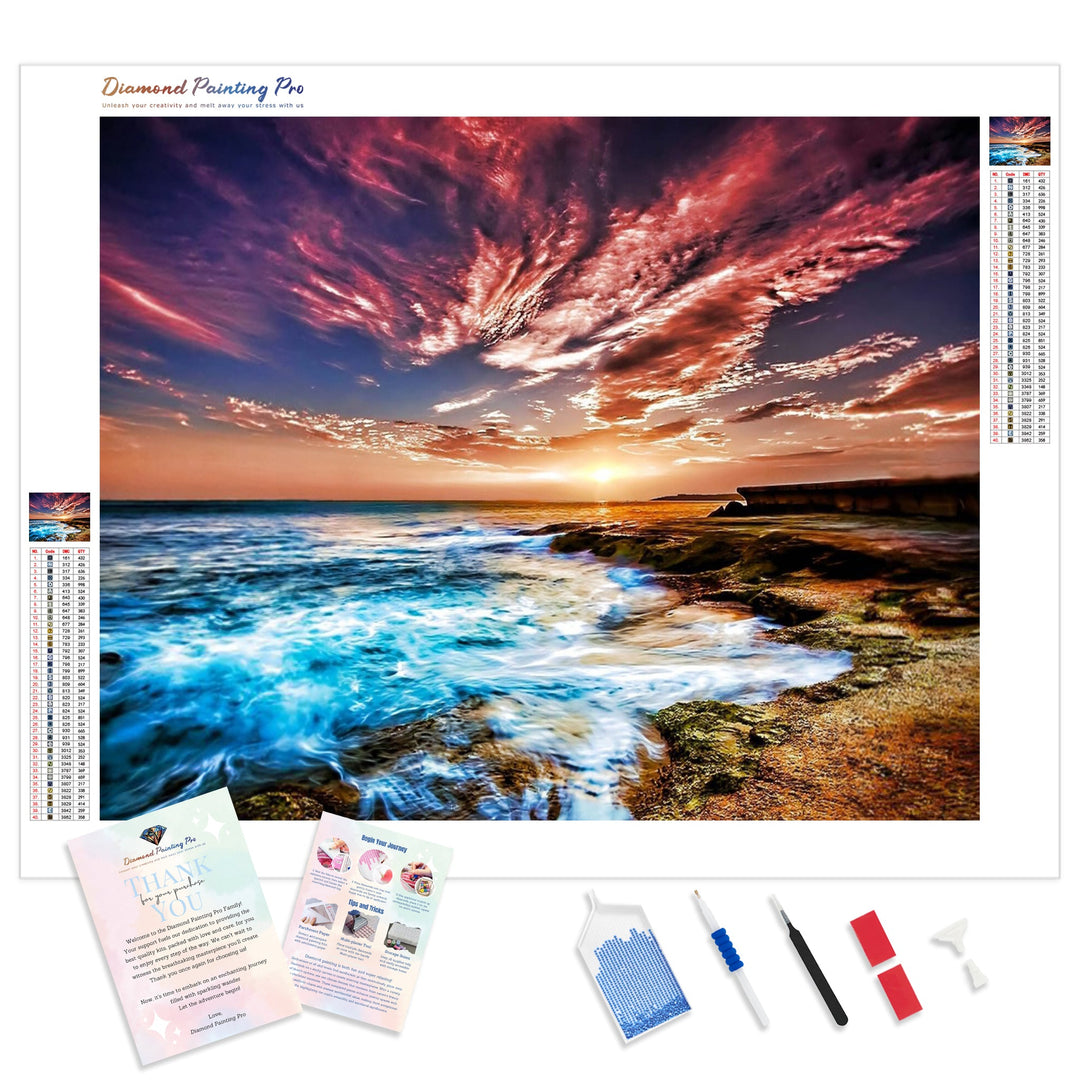 Sunset Seashore | Diamond Painting Kit - Full Drill - Square or Round Diamonds with AB Drills Option