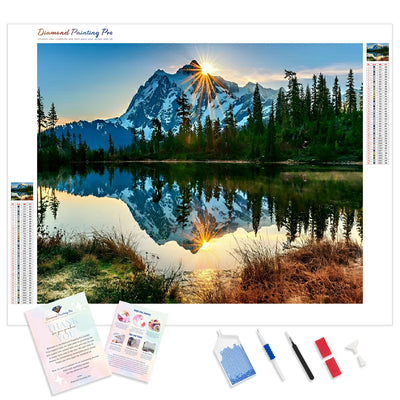 Sun Shining on Mountain | Diamond Painting Kit - Full Drill - Square or Round Diamonds with AB Drills Option