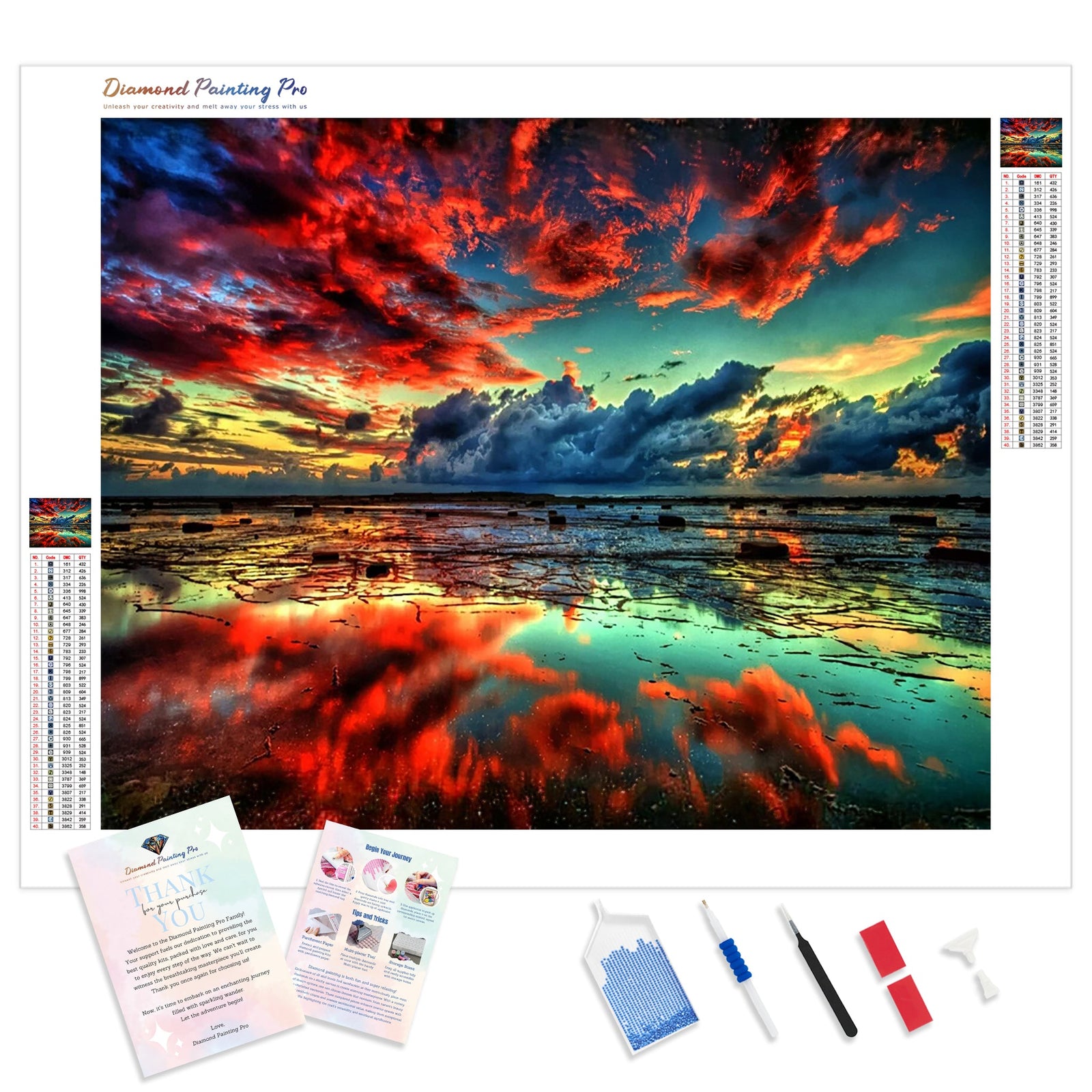 Vibrant Cloudy Sky | Diamond Painting Kit - Full Drill - Square or Round Diamonds with AB Drills Option