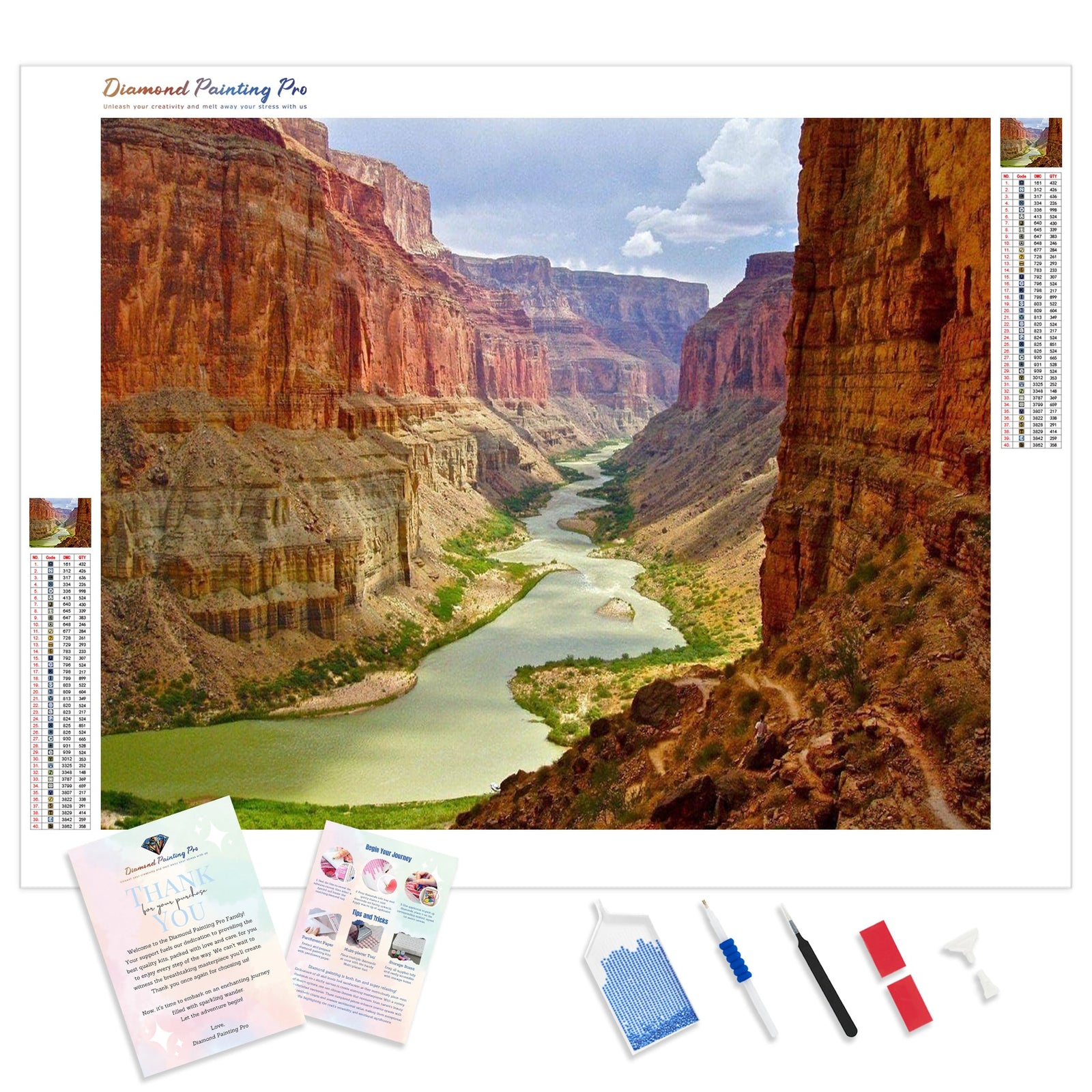 River Between the Mountains | Diamond Painting Kit - Full Drill - Square or Round Diamonds with AB Drills Option