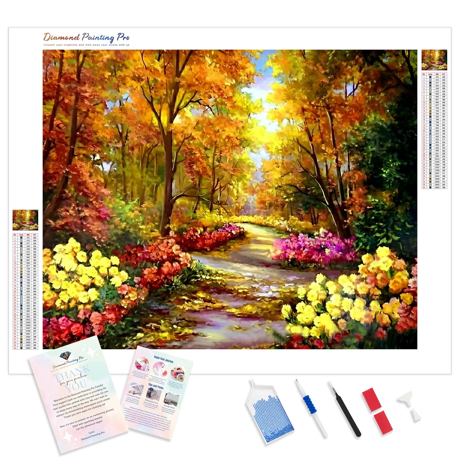 Flower Clad Road | Diamond Painting Kit - Full Drill - Square or Round Diamonds with AB Drills Option