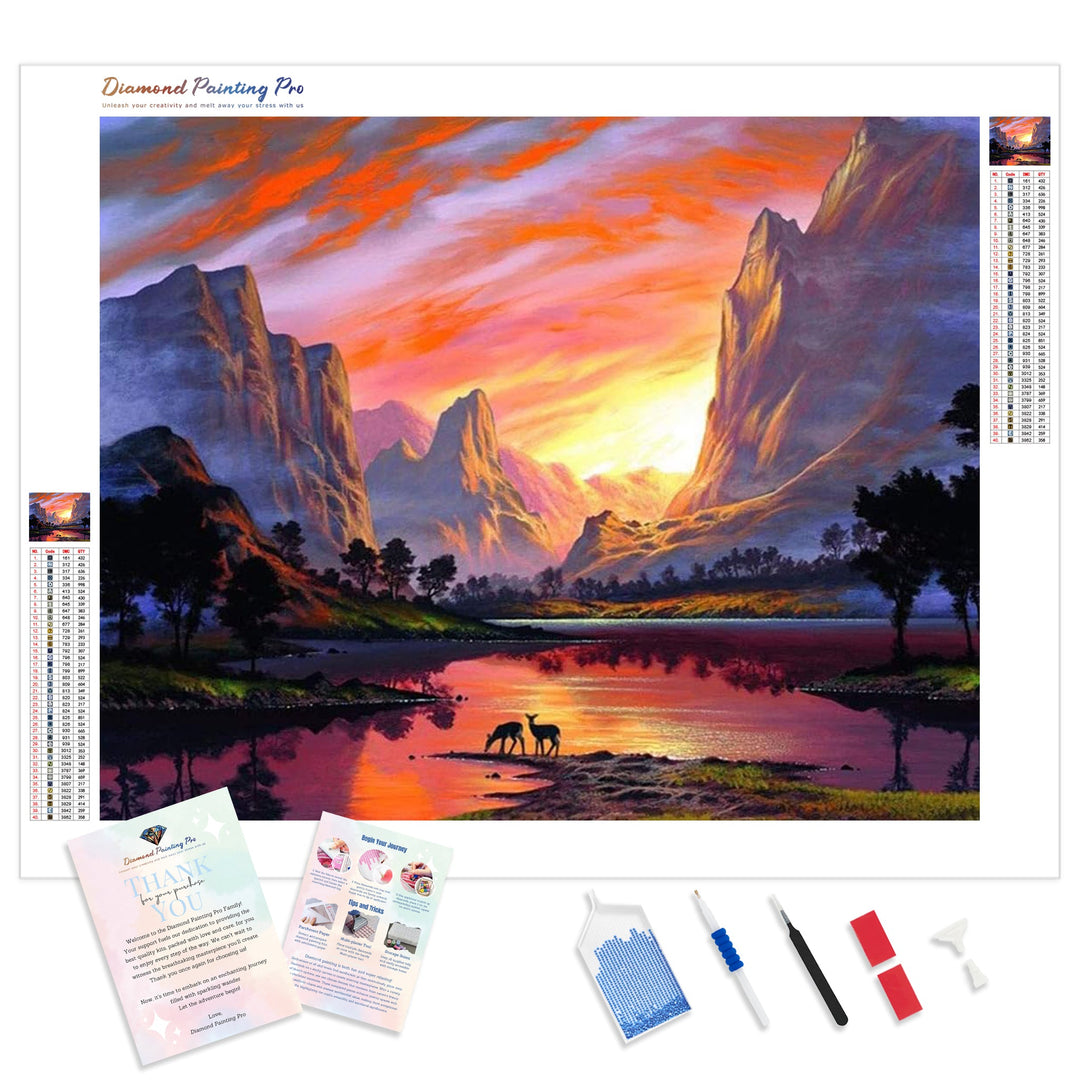 Mountain Red Sunset | Diamond Painting Kit - Full Drill - Square or Round Diamonds with AB Drills Option