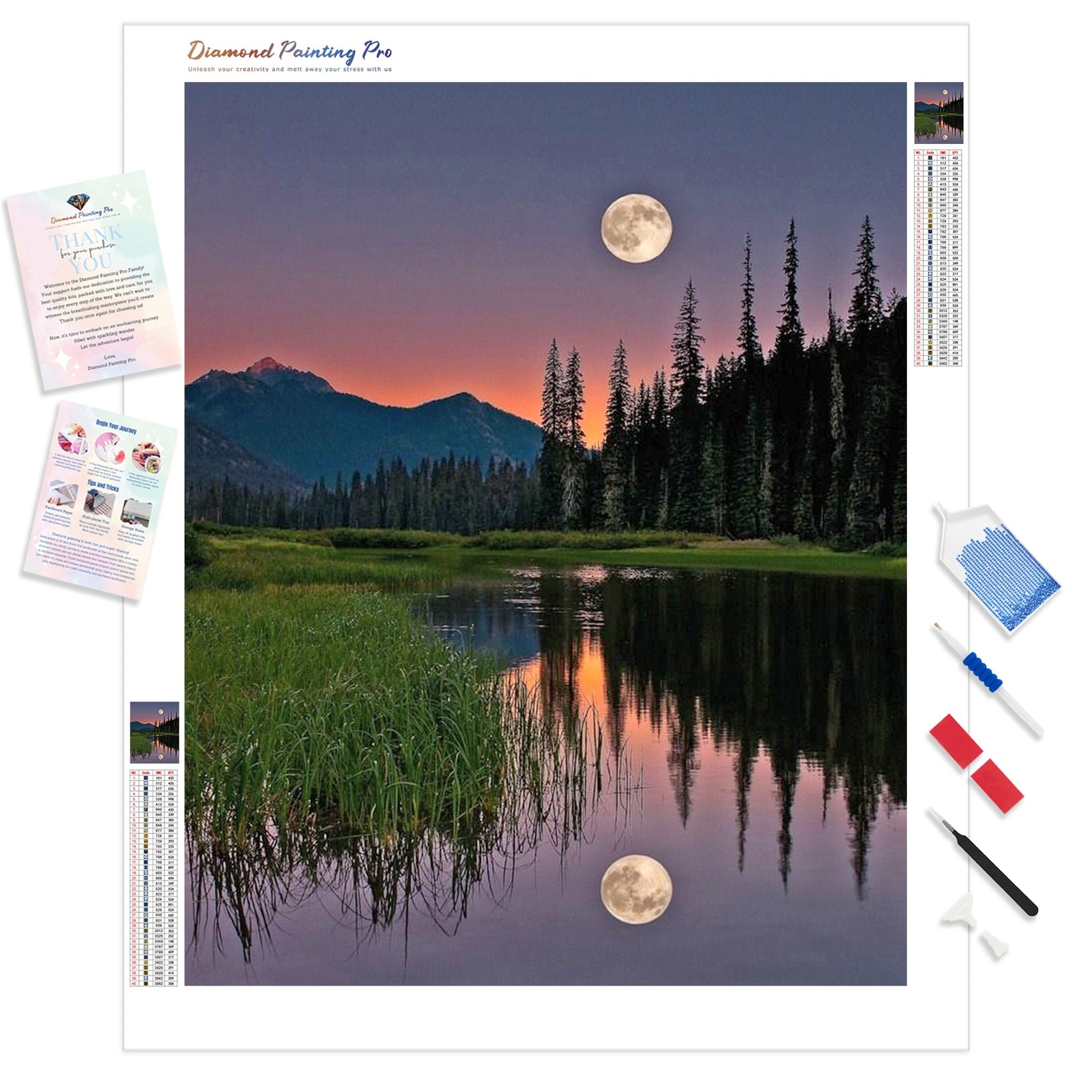 Beautiful Moon Reflect | Diamond Painting Kit - Full Drill - Square or Round Diamonds with AB Drills Option