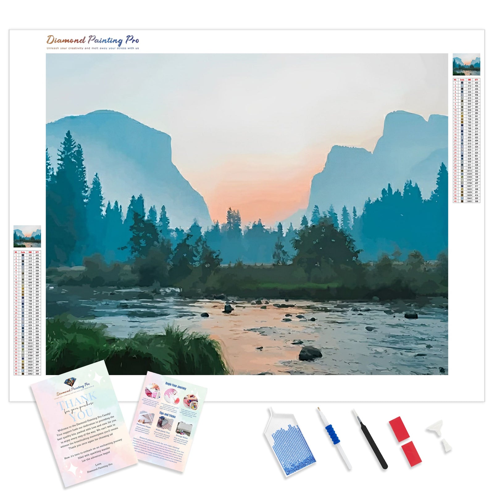 Sunset at the Mountains | Diamond Painting Kit - Full Drill - Square or Round Diamonds with AB Drills Option