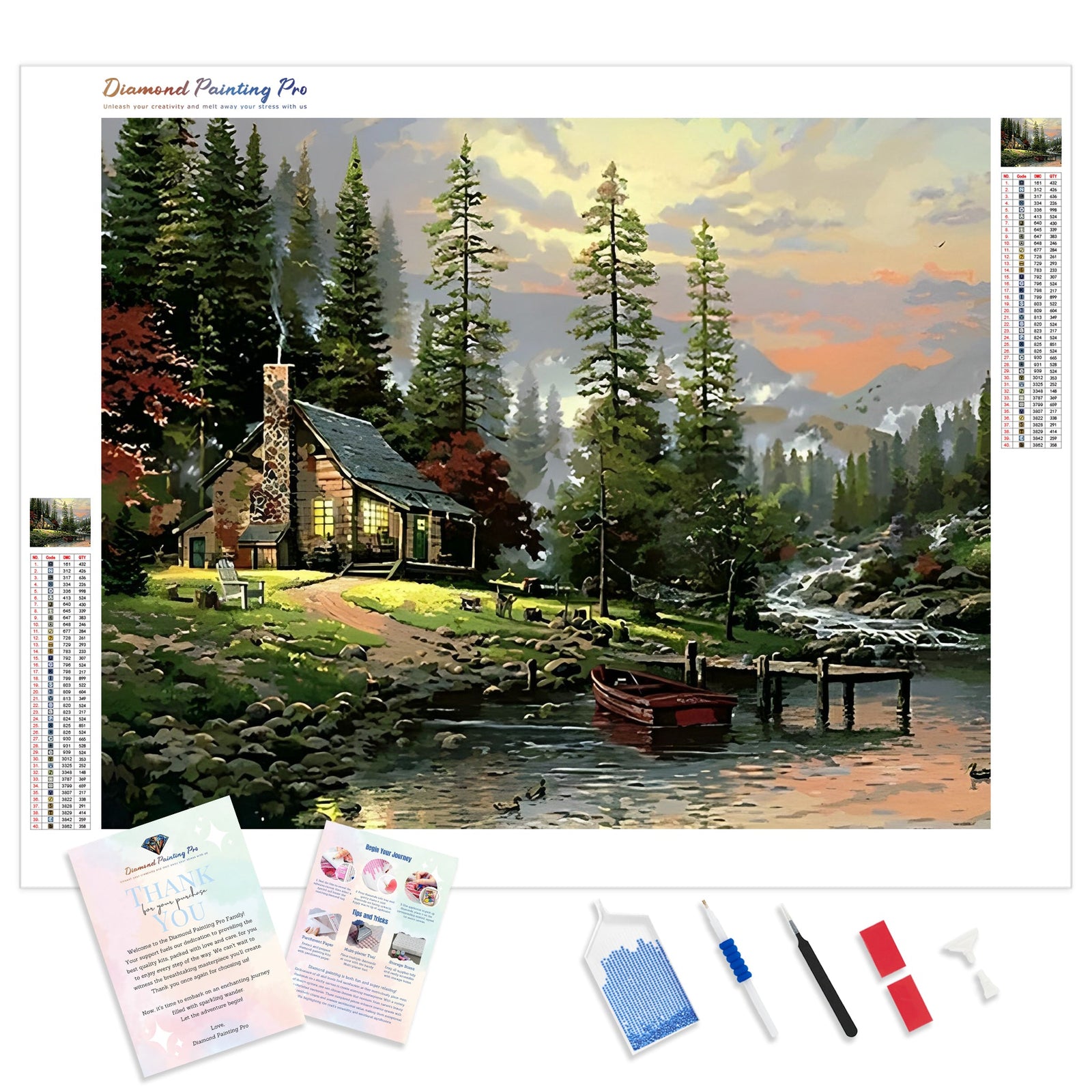 A House Near River and Hills | Diamond Painting Kit - Full Drill - Square or Round Diamonds with AB Drills Option