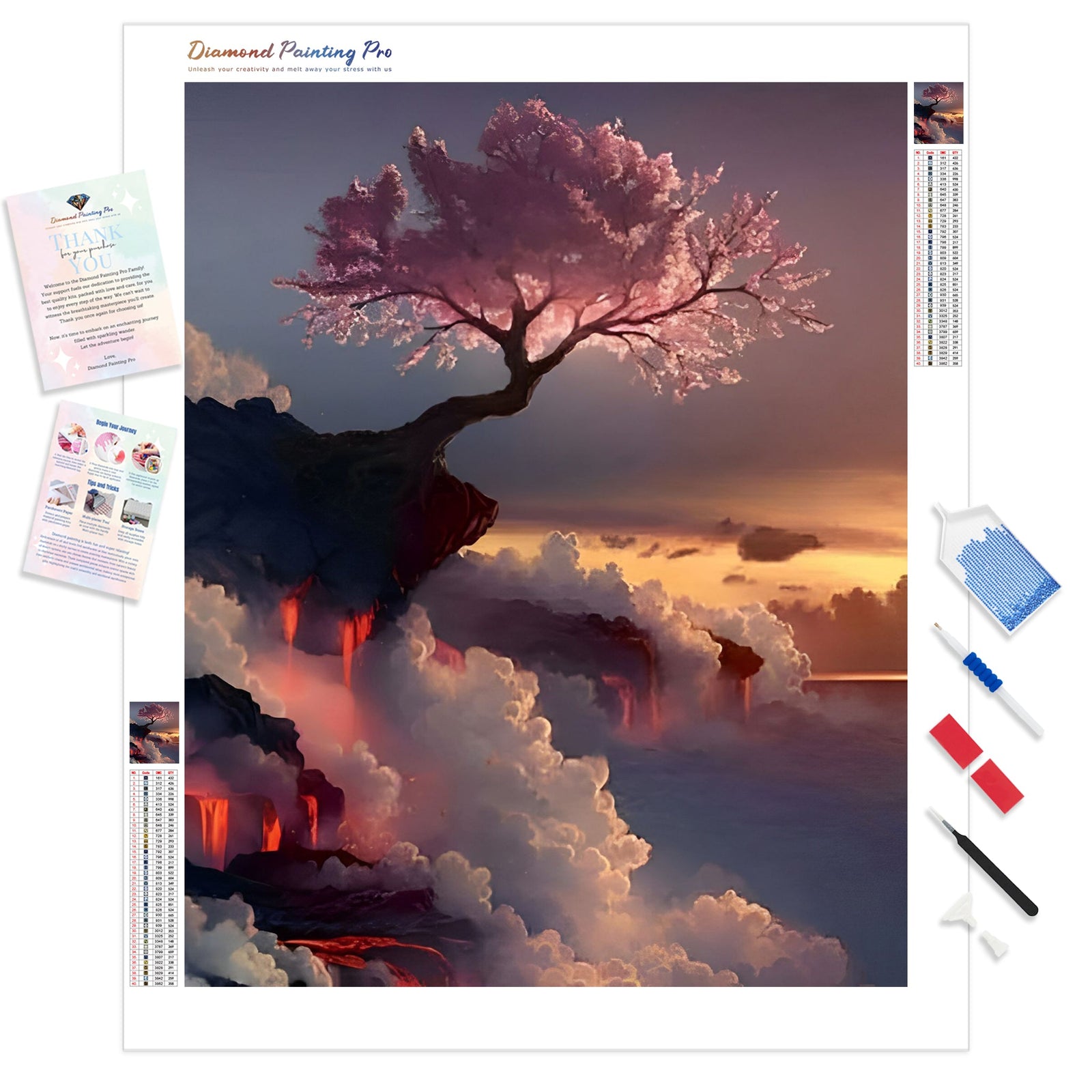 Tree over Clouds | Diamond Painting Kit - Full Drill - Square or Round Diamonds with AB Drills Option