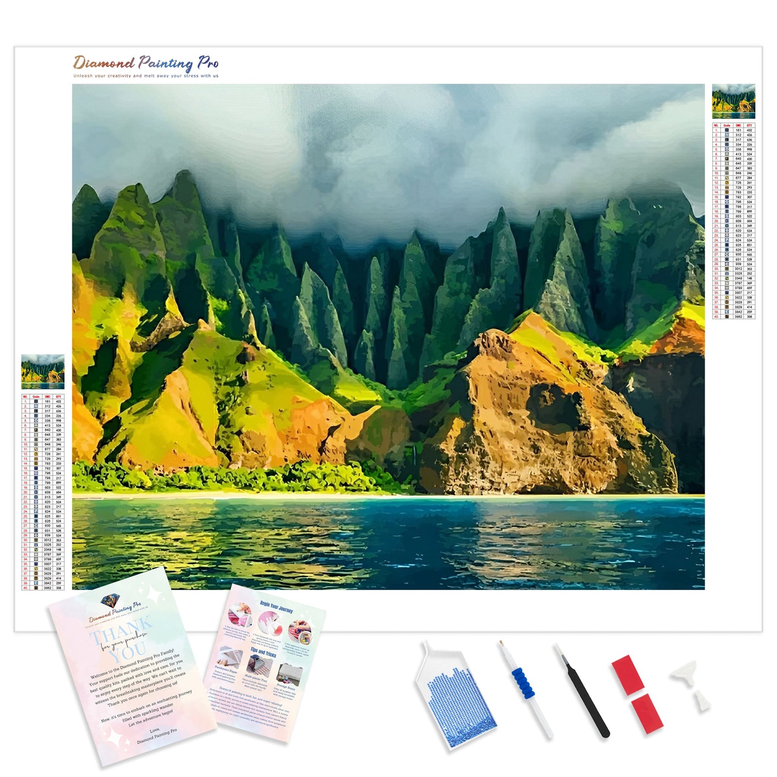 Napali Coast | Diamond Painting Kit - Full Drill - Square or Round Diamonds with AB Drills Option