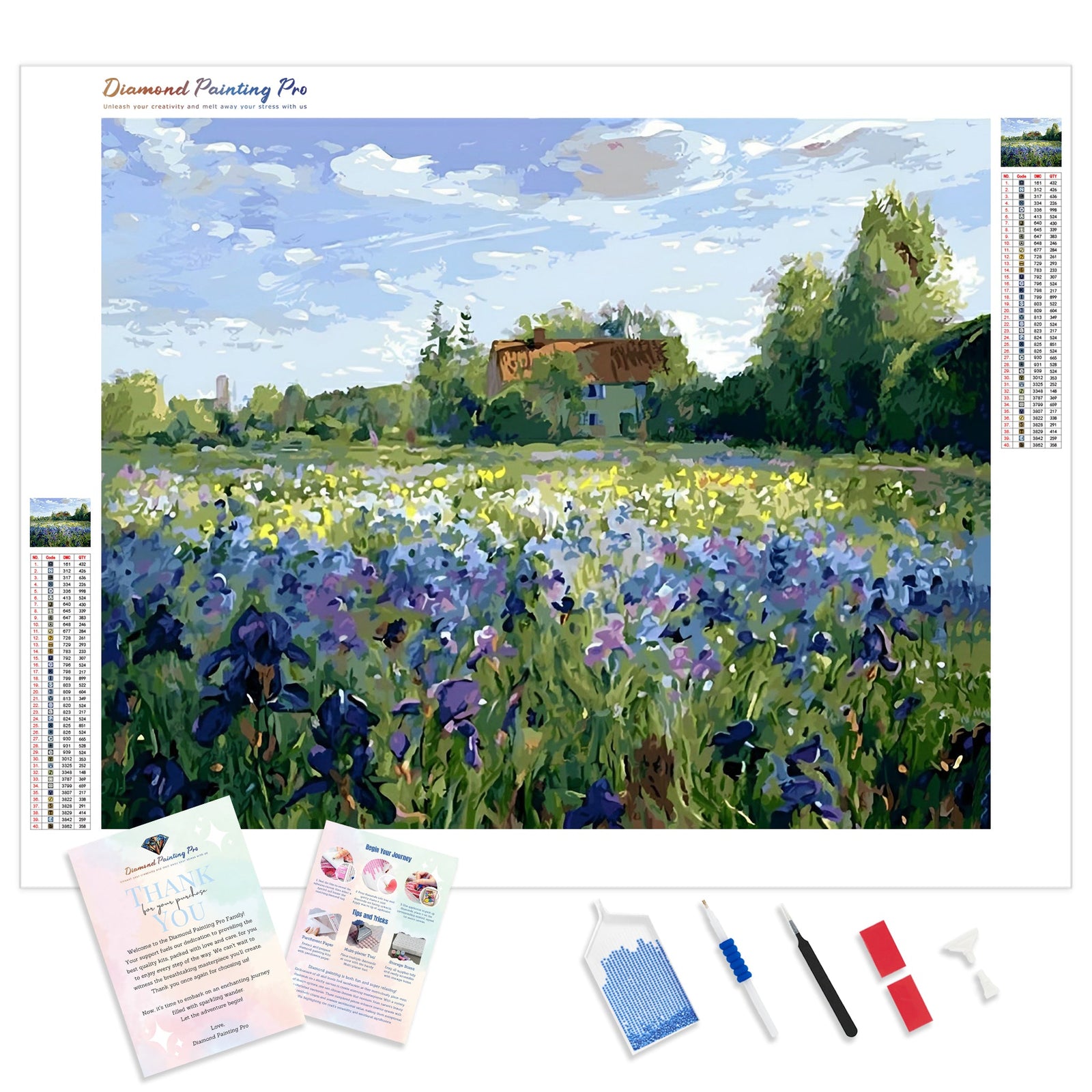 Flowers Field | Diamond Painting Kit - Full Drill - Square or Round Diamonds with AB Drills Option