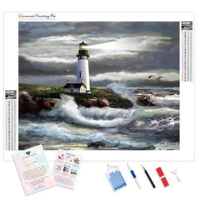 Lighthouse Beam of Hope | Diamond Painting Kit - Full Drill - Square or Round Diamonds with AB Drills Option