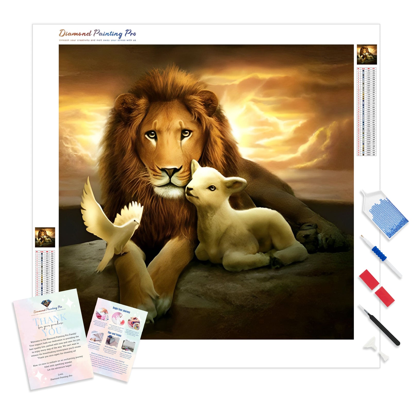 Bird Lamb Lion | Diamond Painting Kit - Full Drill - Square or Round Diamonds with AB Drills Option