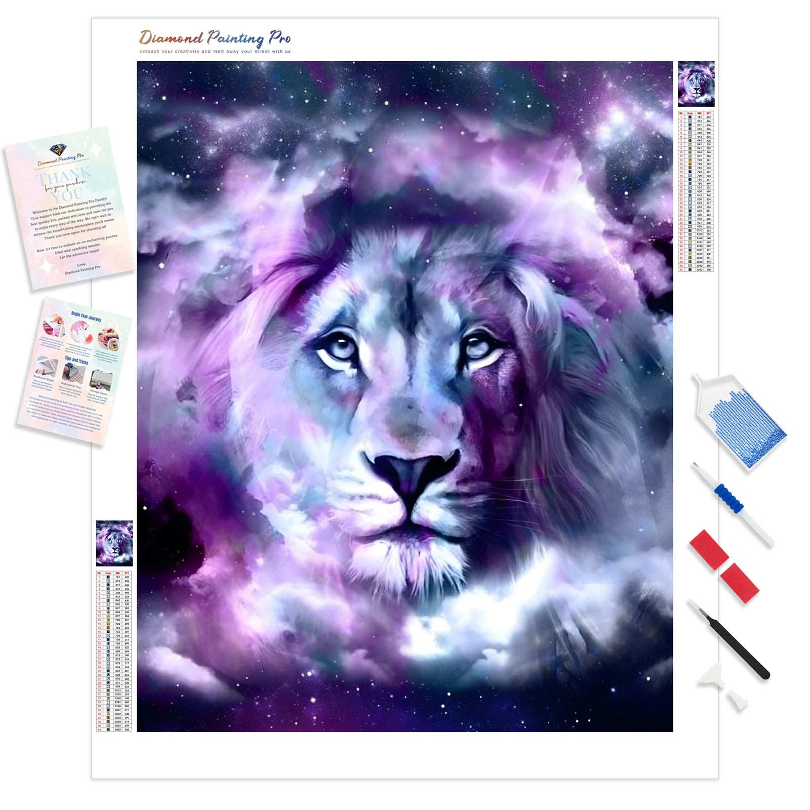 Galaxy Lion | Diamond Painting Kit - Full Drill - Square or Round Diamonds with AB Drills Option