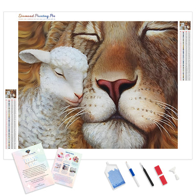 Lion and Lamb | Diamond Painting Kit - Full Drill - Square or Round Diamonds with AB Drills Option