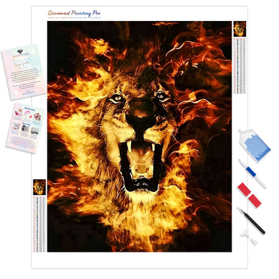 Lion Flame | Diamond Painting Kit - Full Drill - Square or Round Diamonds with AB Drills Option