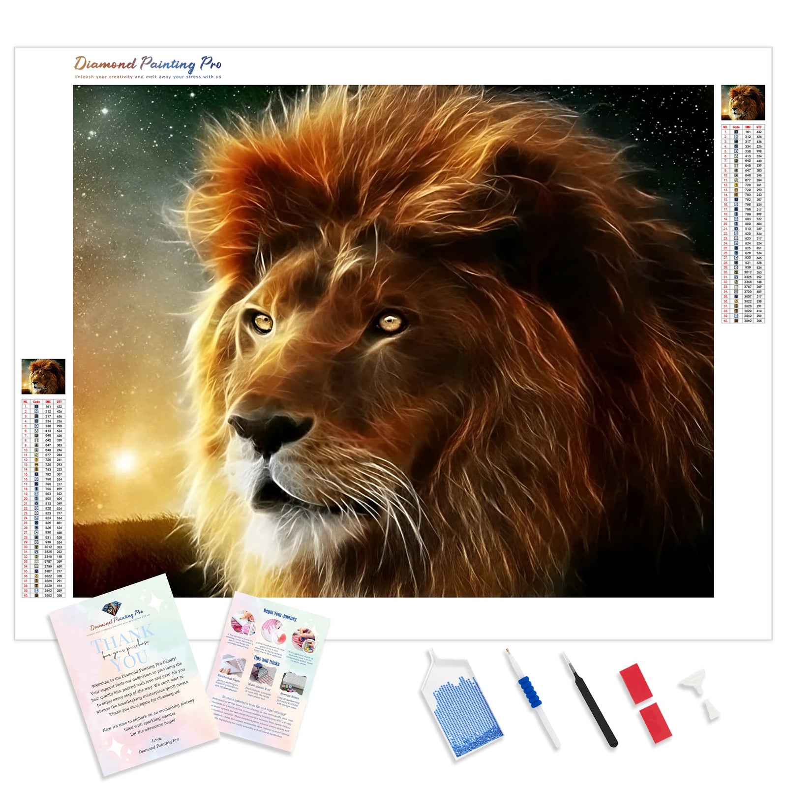 Starry Lion | Diamond Painting Kit - Full Drill - Square or Round Diamonds with AB Drills Option