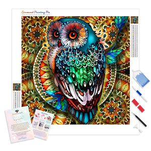 Mandala Berry Branch Owl | Diamond Painting