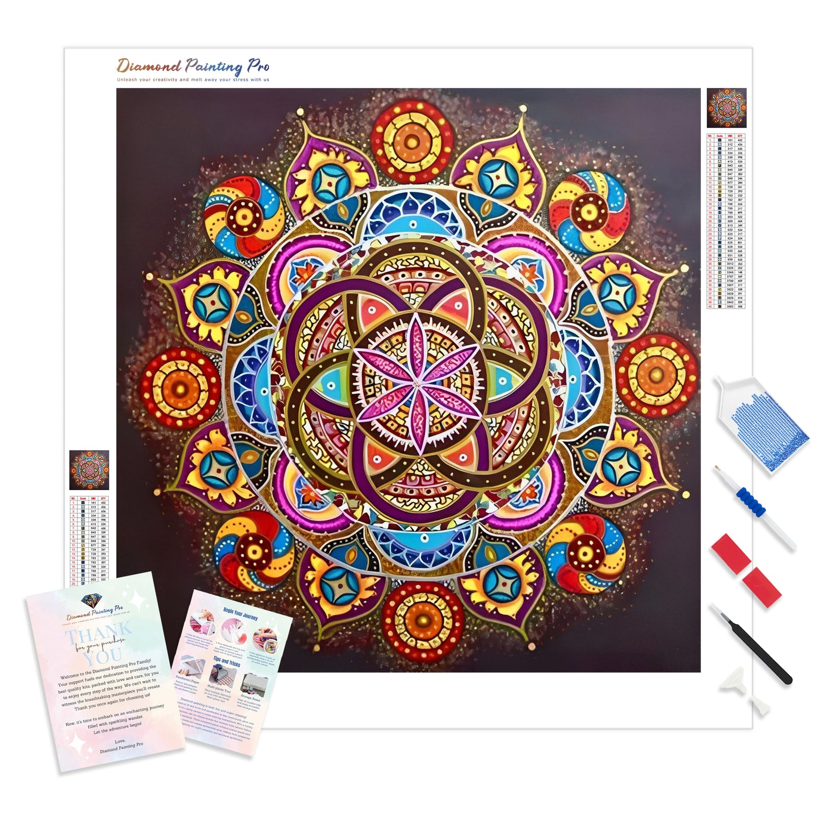 Colorful Mandalas | Diamond Painting Kit - Full Drill - Square or Round Diamonds with AB Drills Option