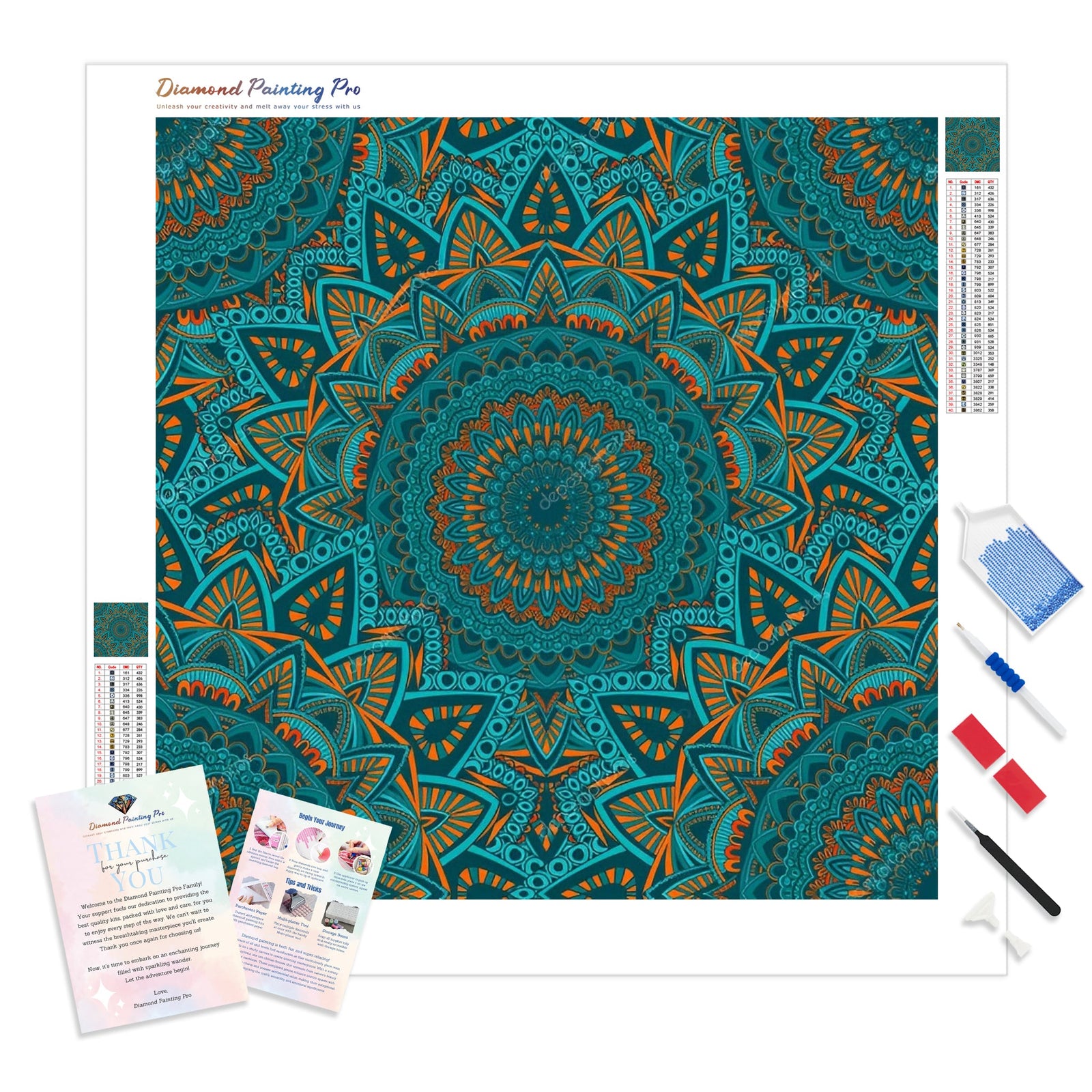 Mandalas Blue Pattern | Diamond Painting Kit - Full Drill - Square or Round Diamonds with AB Drills Option