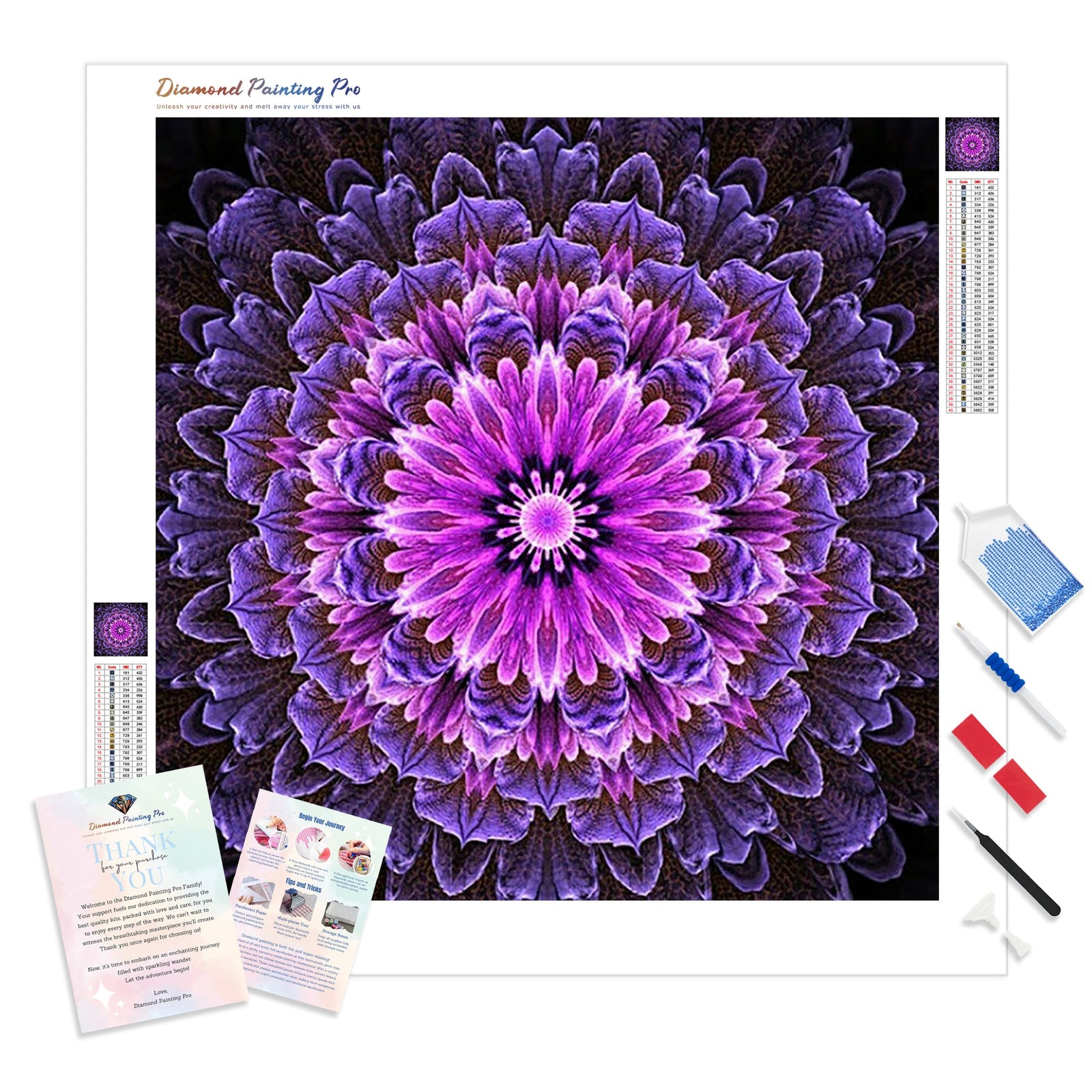 Fuchsia mandala | Diamond Painting Kit - Full Drill - Square or Round Diamonds with AB Drills Option