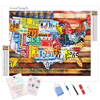 US Map | Diamond Painting Kit - Full Drill - Square or Round Diamonds with AB Drills Option