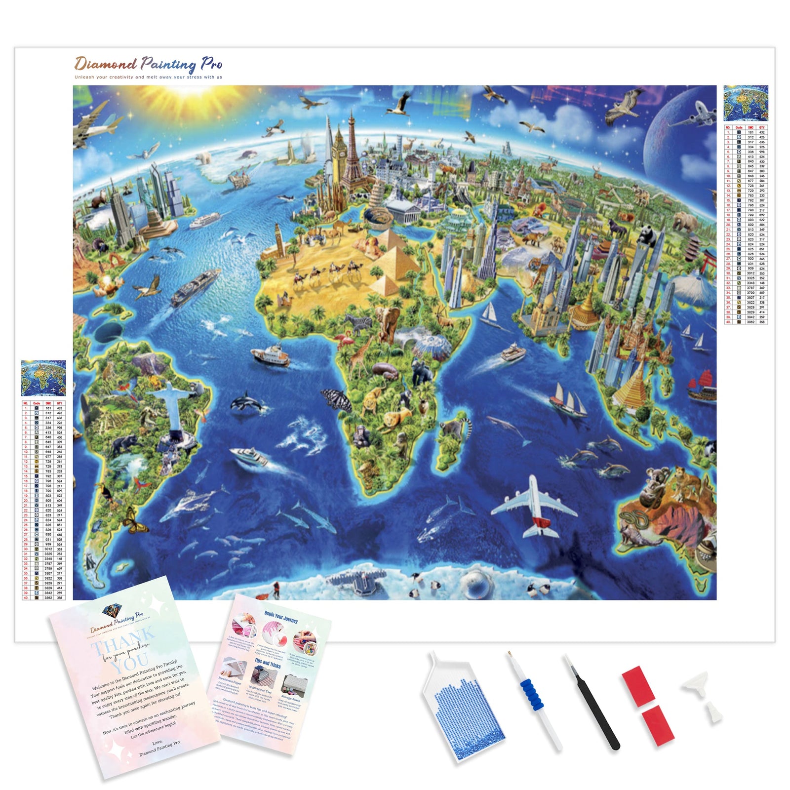 Map of Icons | Diamond Painting Kit - Full Drill - Square or Round Diamonds with AB Drills Option