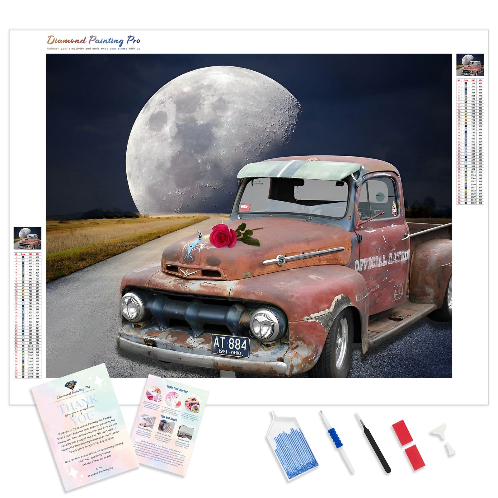 Full Moon Pickup | Diamond Painting Kit - Full Drill - Square or Round Diamonds with AB Drills Option