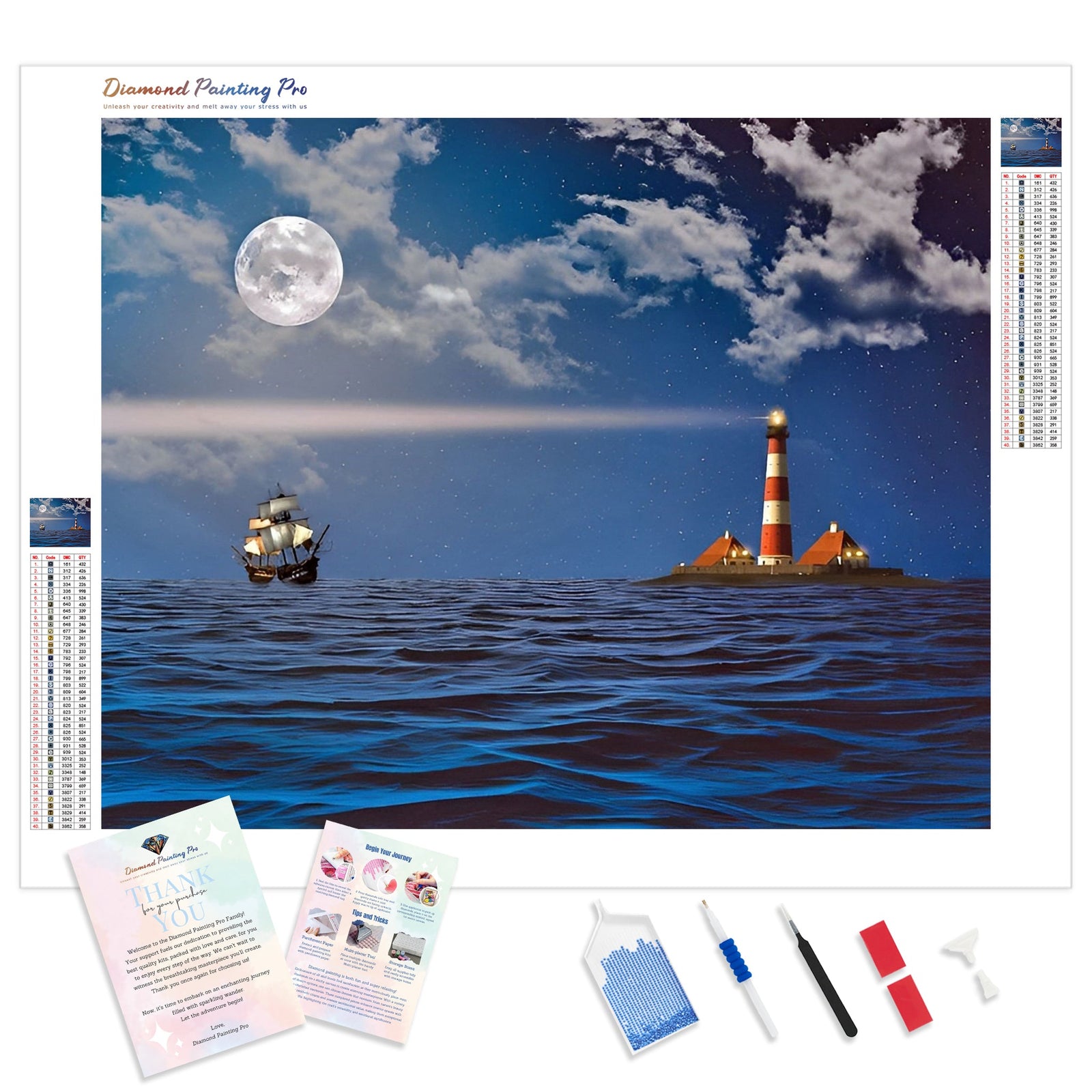 Lighthouse and Waves | Diamond Painting Kit - Full Drill - Square or Round Diamonds with AB Drills Option