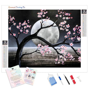 Cherry Trees under the Moon | Diamond Painting